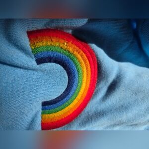 Aviator Nation Sky Blue Hoodie with Vibrant Rainbow